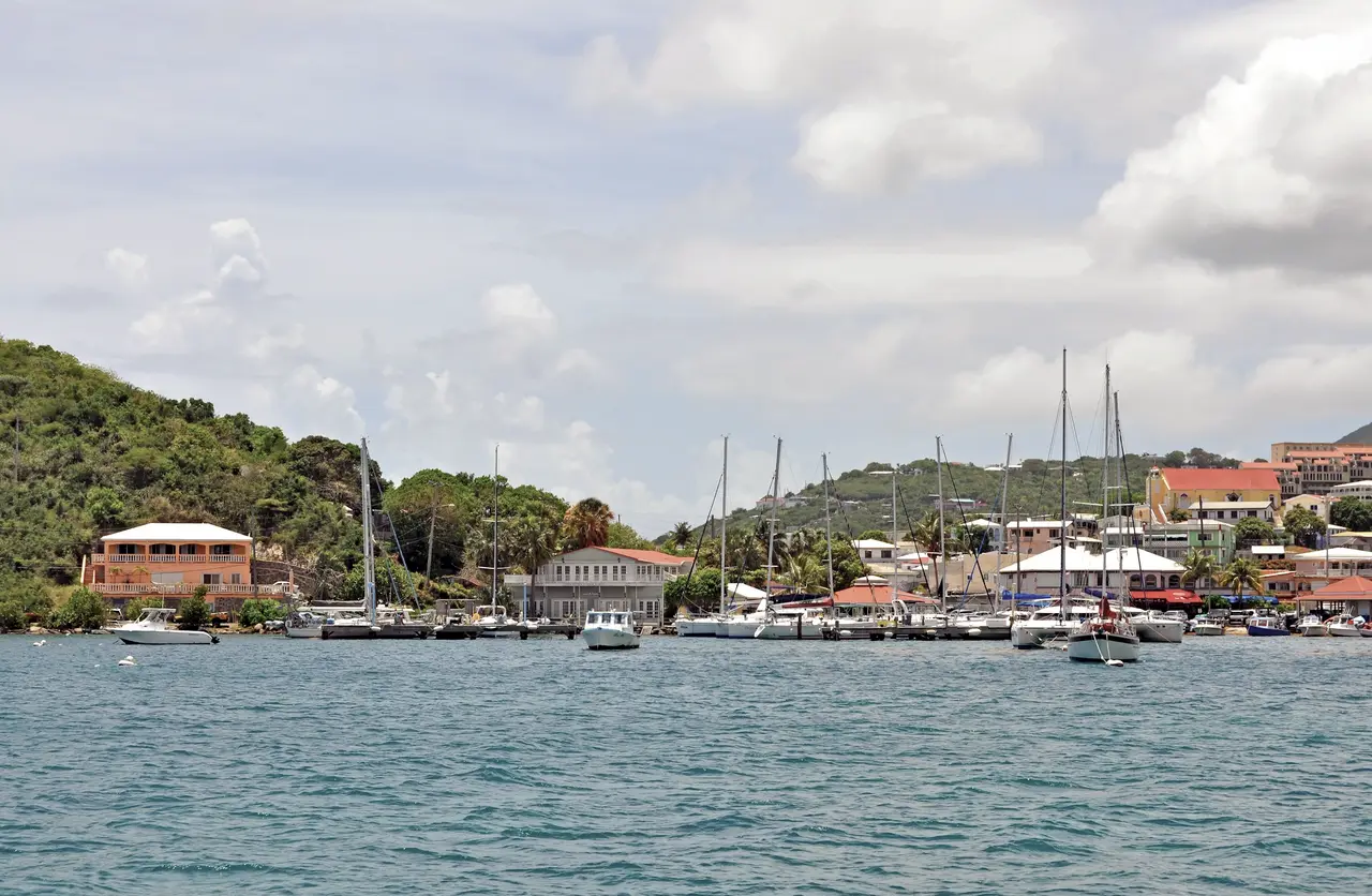 Boats and waterfront businesses at Frenchtown, St. Thomas